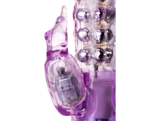Фиолетовый хай-тек вибратор High-Tech fantasy с бусинами и отростком - 27,2 см.