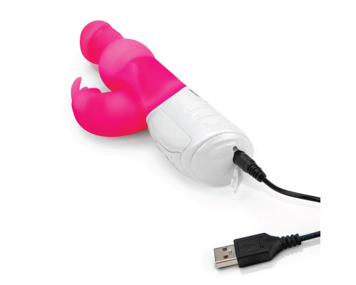 Розовый вибратор с вращающимися шариками - 26,3 см.