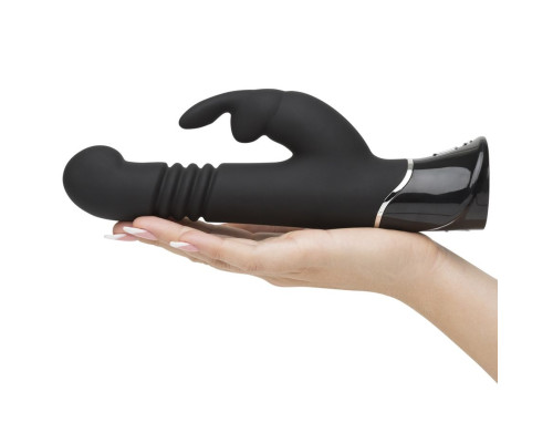 Черный хай-тек вибратор Greedy Girl Thrusting Rabbit Vibrator - 22,8 см.