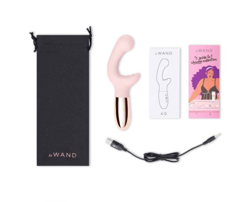 Розовый вибромассажер с двумя моторами Le Wand XO - 19 см.