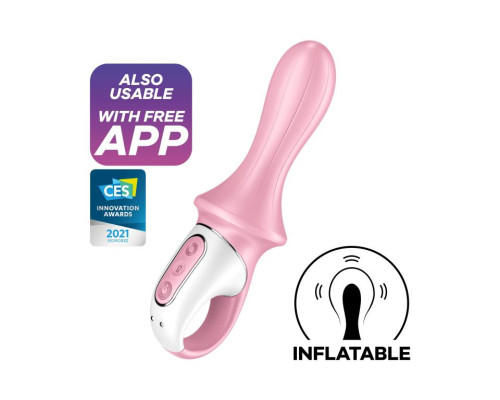 Розовый вибромассажер Air Pump Booty 5+ - 18,1 см.