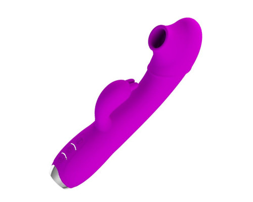 Лиловый вибратор Regina с пульсирующей головкой - 19,8 см.
