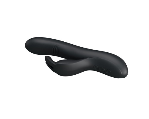 Чёрный вибратор с клиторальным отростком Dylan - 21 см.