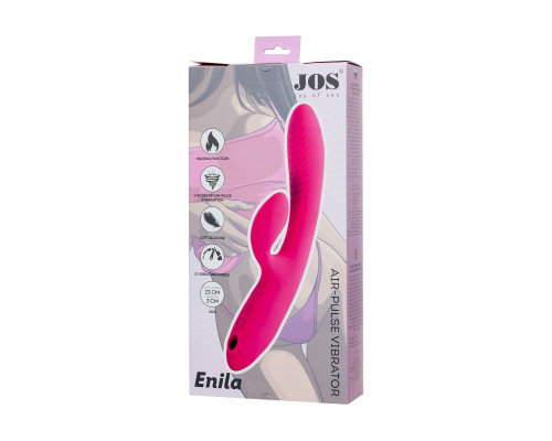 Ярко-розовый вибратор-кролик с вакуум-волновой стимуляцией Enila - 23 см.