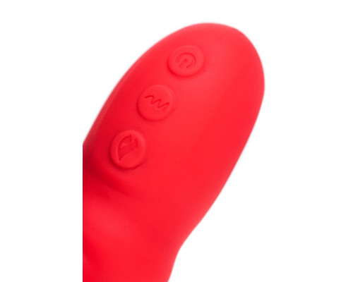 Красный вибратор Redli с двигающейся головкой - 21 см.