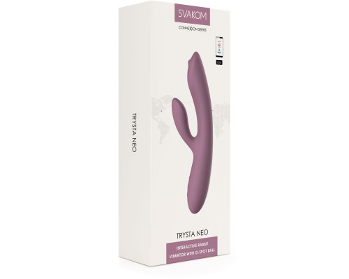 Сиреневый интерактивный вибратор-кролик Trysta Neo с шариком для зоны G - 18,4 см.