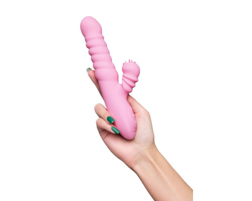 Розовый вибратор Lixy с возвратно-поступательным движением и нагревом - 23 см.