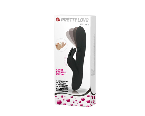 Чёрный вибратор с клиторальным отростком Dylan - 21 см.