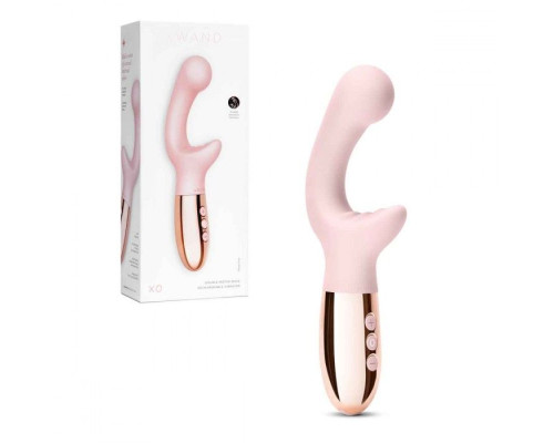 Розовый вибромассажер с двумя моторами Le Wand XO - 19 см.