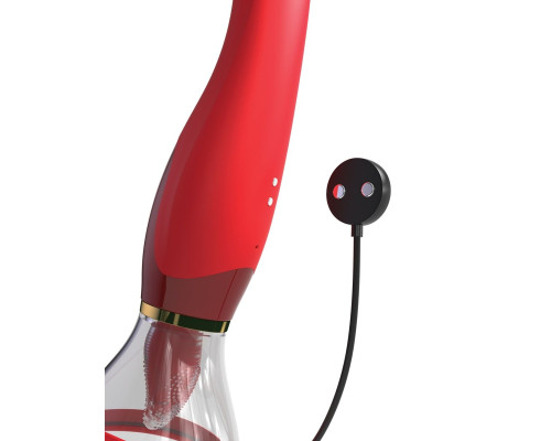 Красный двухсторонний вибростимулятор Ultimate Pleasure 24K Gold Luxury Edition - 25 см.