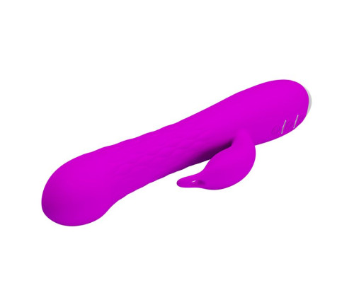 Лиловый вибратор Molly с вращающимися бусинами - 20,5 см.