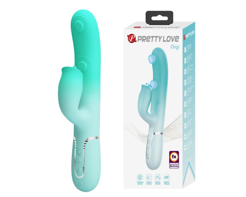 Мятный вибратор-кролик Gigi с возвратно-поступательными движениями - 22,8 см.