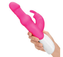 Розовый вибратор с вращающимися шариками - 26,3 см.