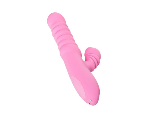 Розовый вибратор Lixy с возвратно-поступательным движением и нагревом - 23 см.
