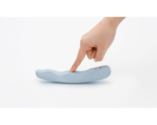 Голубой вибратор IROHA MINAMO с волнами на стволе - 17,5 см.