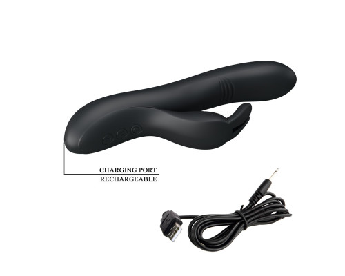 Чёрный вибратор с клиторальным отростком Dylan - 21 см.