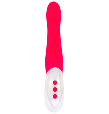 Ярко-розовый пульсирующий массажер - 26 см.