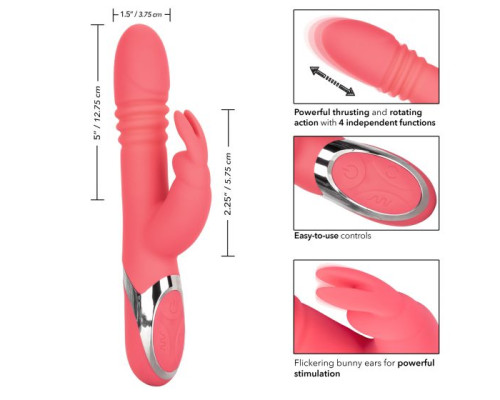 Коралловый вибромассажер-кролик Enchanted Exciter с поступательными движениями