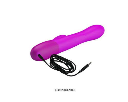 Лиловый вибратор Douglas с клиторальным отростком и функцией расширения - 24,9 см.