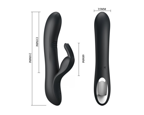 Чёрный вибратор с клиторальным отростком Dylan - 21 см.