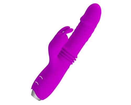 Лиловый вибратор Dorothy с функцией поступательных движений - 19,7 см.