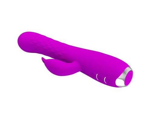 Лиловый вибратор Molly с вращающимися бусинами - 20,5 см.