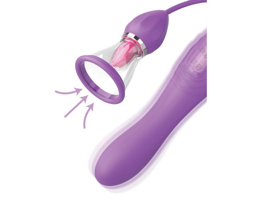 Сиреневый вибростимулятор с помпой и имитатором языка Her Ultimate Pleasure Max