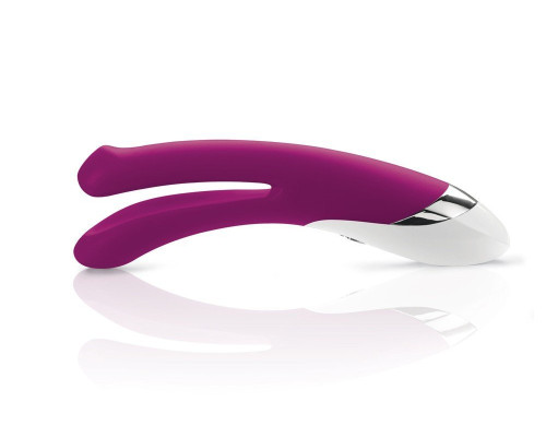 Двойной лиловый вибратор Mystim Bon Aparte - 25 см.