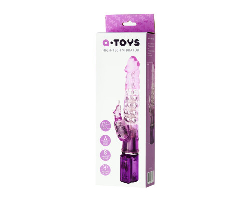 Фиолетовый хай-тек вибратор High-Tech fantasy с бусинами и отростком - 27,2 см.