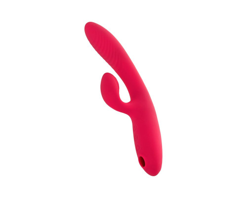 Ярко-розовый вибратор-кролик с вакуум-волновой стимуляцией Enila - 23 см.