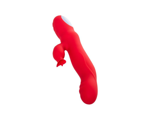 Красный вибратор Redli с двигающейся головкой - 21 см.
