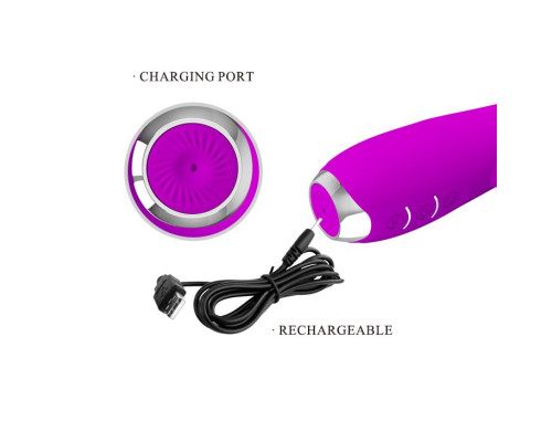 Лиловый вибратор Molly с вращающимися бусинами - 20,5 см.