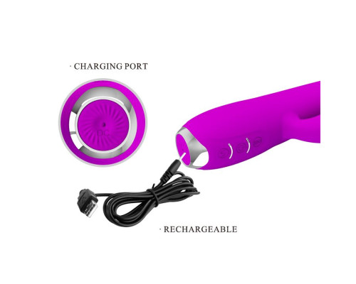 Лиловый вибратор Regina с пульсирующей головкой - 19,8 см.