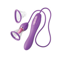 Сиреневый вибростимулятор с помпой и имитатором языка Her Ultimate Pleasure Max