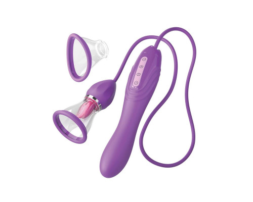 Сиреневый вибростимулятор с помпой и имитатором языка Her Ultimate Pleasure Max