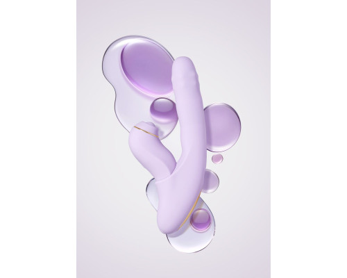 Сиреневый вибромассажер со съёмным клиторальным пульсатором DuoGlow