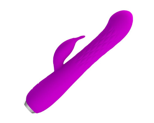 Лиловый вибратор Molly с вращающимися бусинами - 20,5 см.