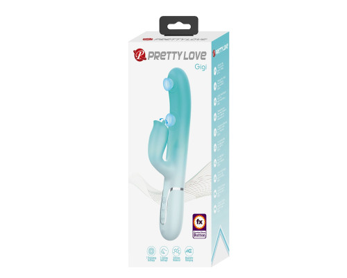 Мятный вибратор-кролик Gigi с возвратно-поступательными движениями - 22,8 см.