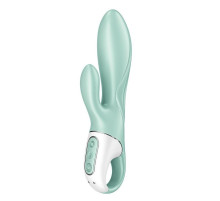 Зеленый вибратор-кролик Satisfyer Air Pump Bunny 5+ с функцией расширения - 20,4 см.