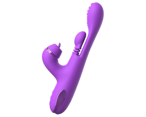 Фиолетовый вибратор с тройной стимуляцией Intimotion Pulse Pro - 24 см.