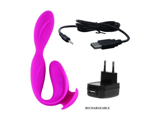 Перезаряжаемый вибромассажер с клиторальной стимуляцией - 21 см.