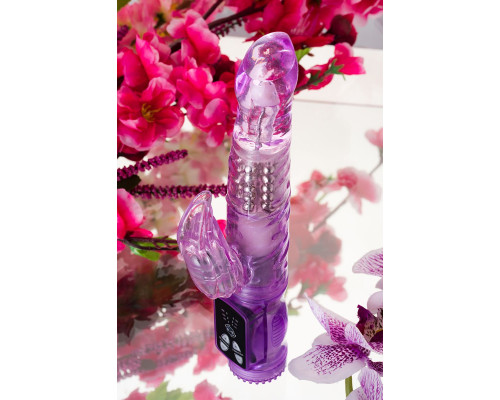 Фиолетовый вибратор High-Tech fantasy с клиторальным лепестком - 21 см.