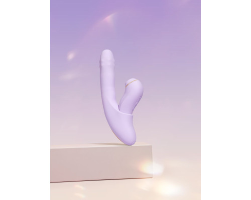 Сиреневый вибромассажер со съёмным клиторальным пульсатором DuoGlow