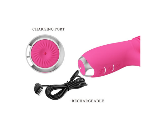 Розовый вибратор Dorothy с функцией поступательных движений - 19,7 см.