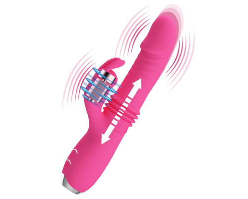 Розовый вибратор Dorothy с функцией поступательных движений - 19,7 см.