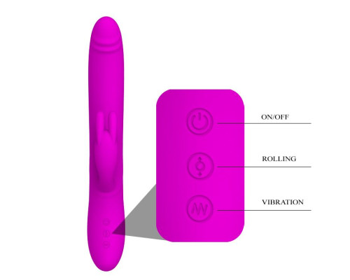 Вибромассажер Byron с движущимися вверх-вниз шариками - 25 см.