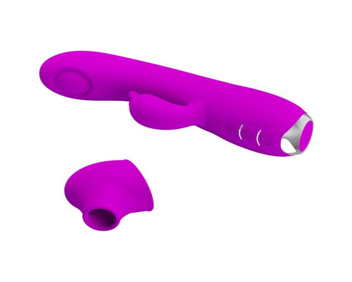 Лиловый вибратор Regina с пульсирующей головкой - 19,8 см.