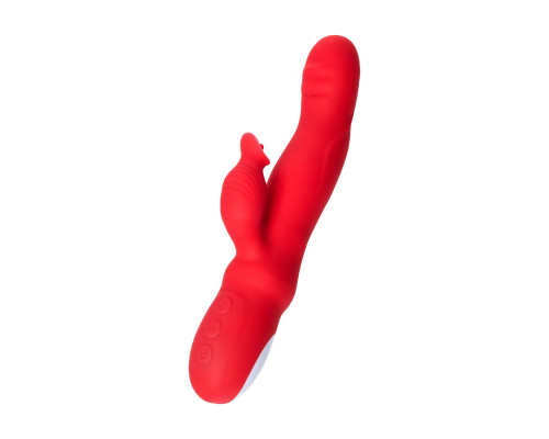 Красный вибратор Redli с двигающейся головкой - 21 см.