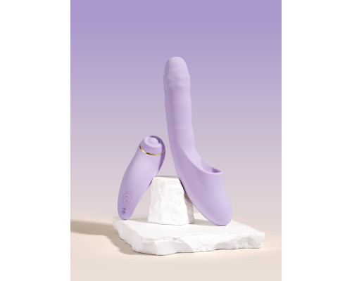 Сиреневый вибромассажер со съёмным клиторальным пульсатором DuoGlow