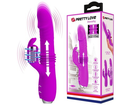 Лиловый вибратор Dorothy с функцией поступательных движений - 19,7 см.